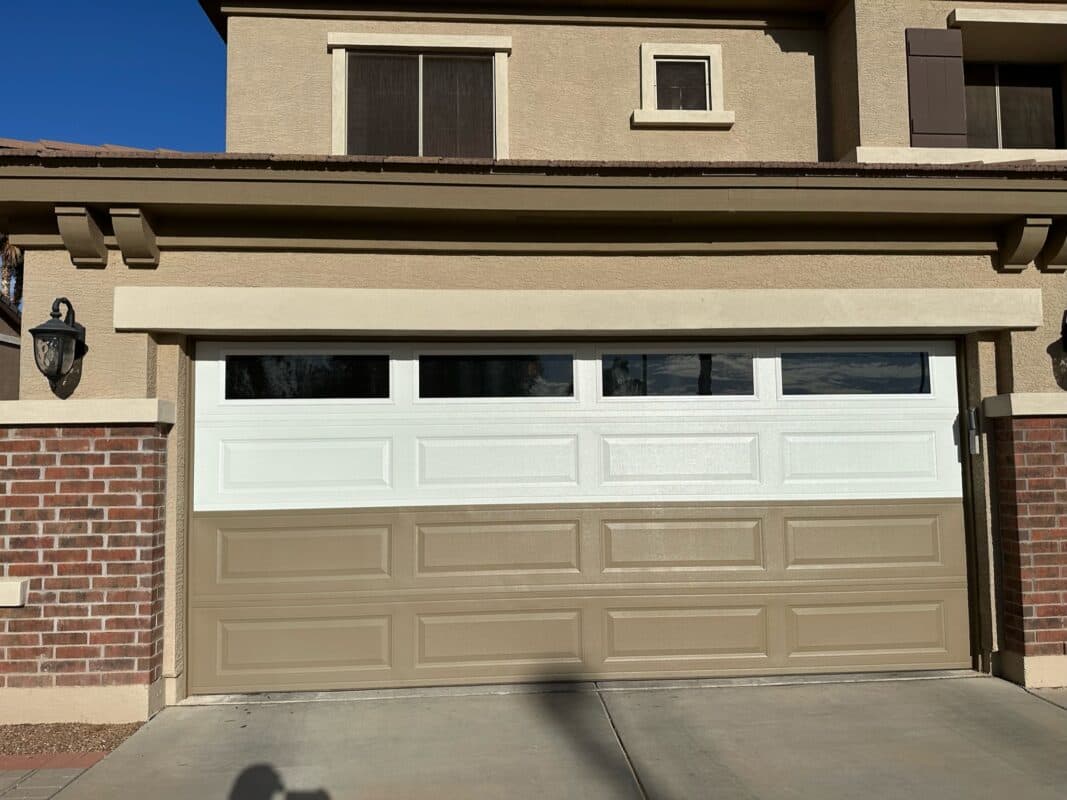 Raised-panel door with windows